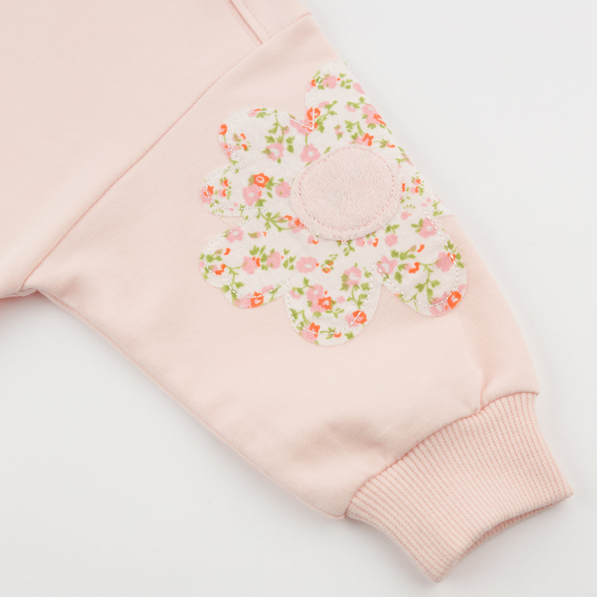 oh baby! Charlie Sweatshirt - Flowers & Butterfly Appliques - Pale Pink - Sleeve