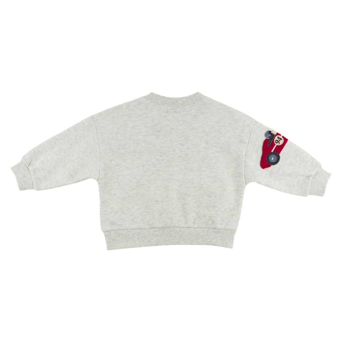 oh baby! Charlie Sweatshirt - Race Car Applique - Heather Gray - Back