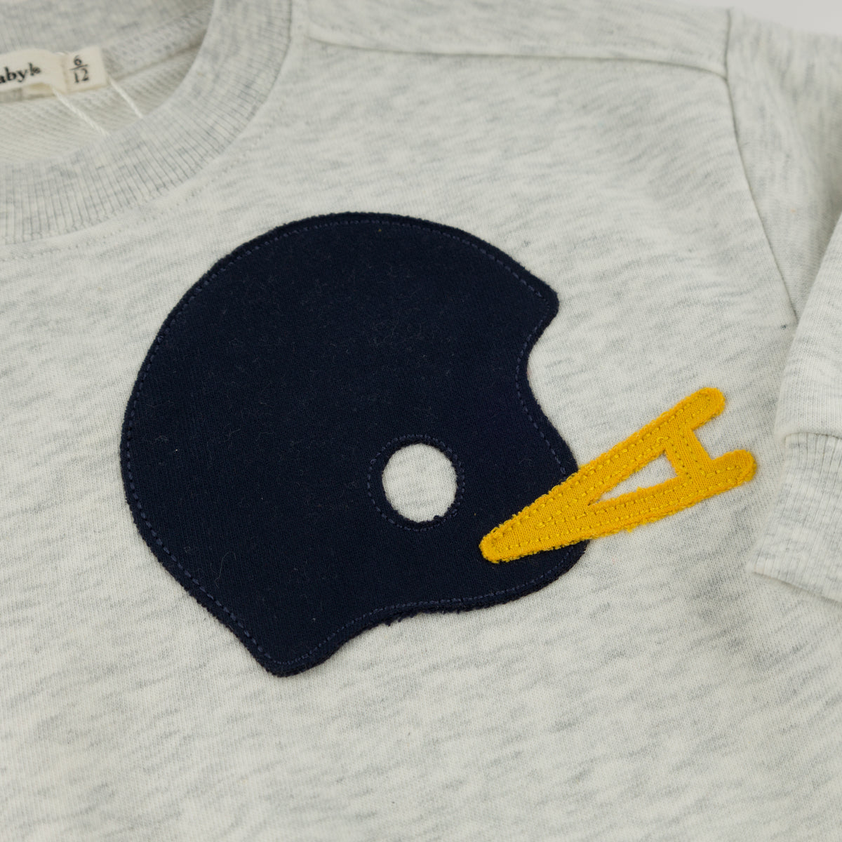 oh baby! Charlie Sweatshirt - Sports Applique - Heather Gray - Helmet