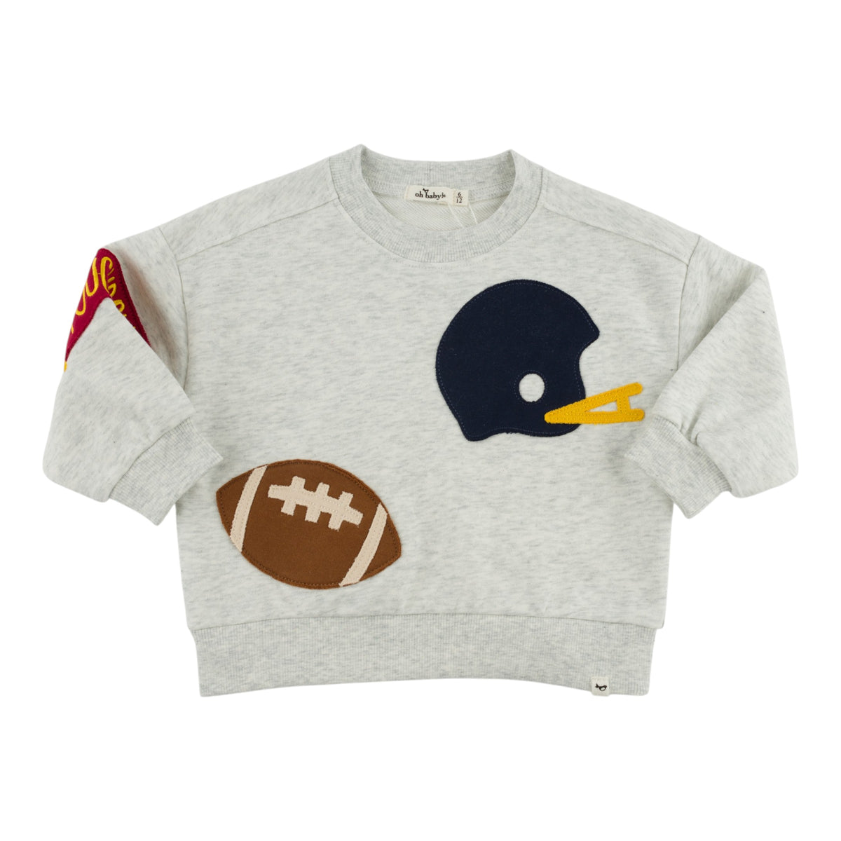 oh baby! Charlie Sweatshirt - Sports Applique - Heather Gray