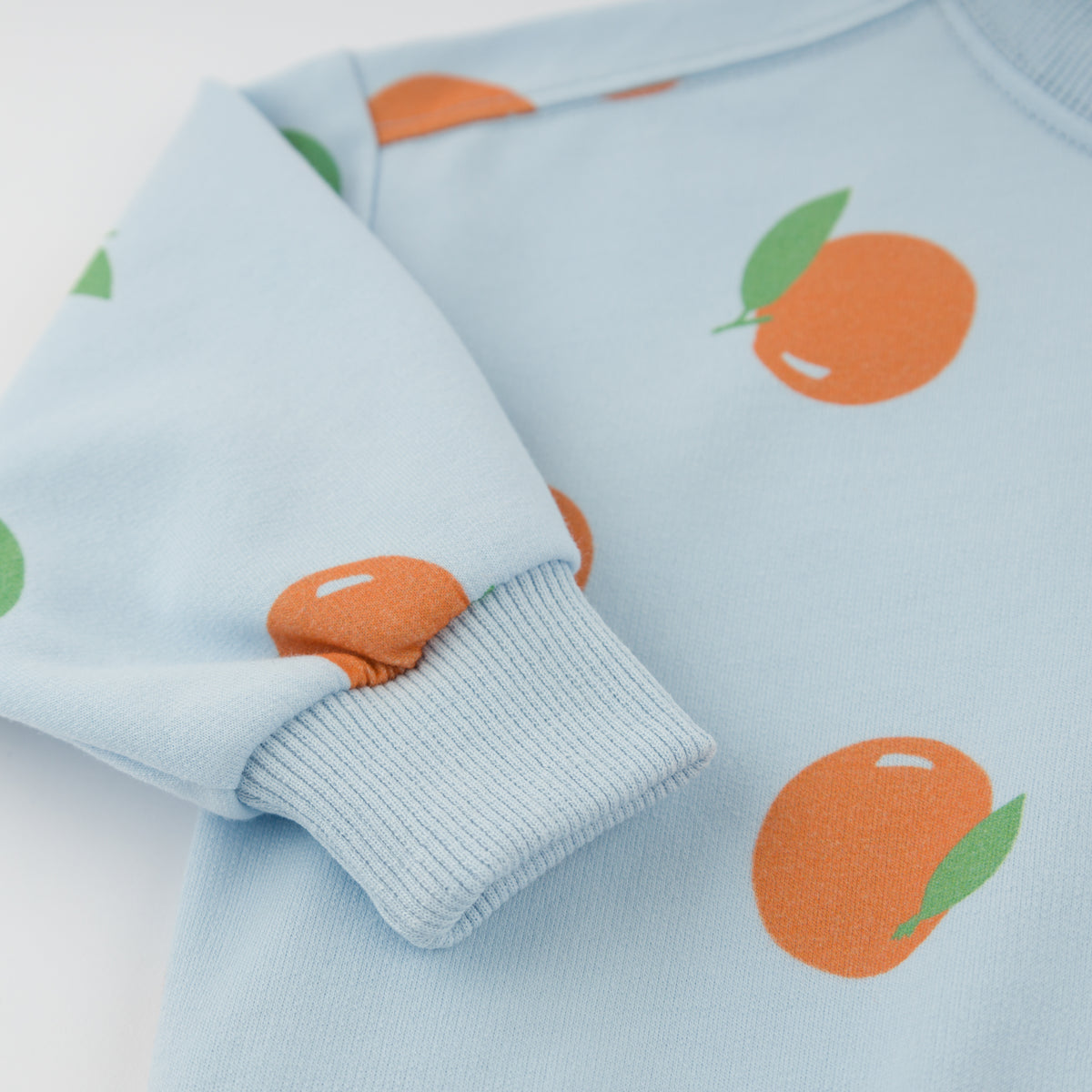 oh baby! Charlie Sweatshirt - Oranges Print - Sky Blue