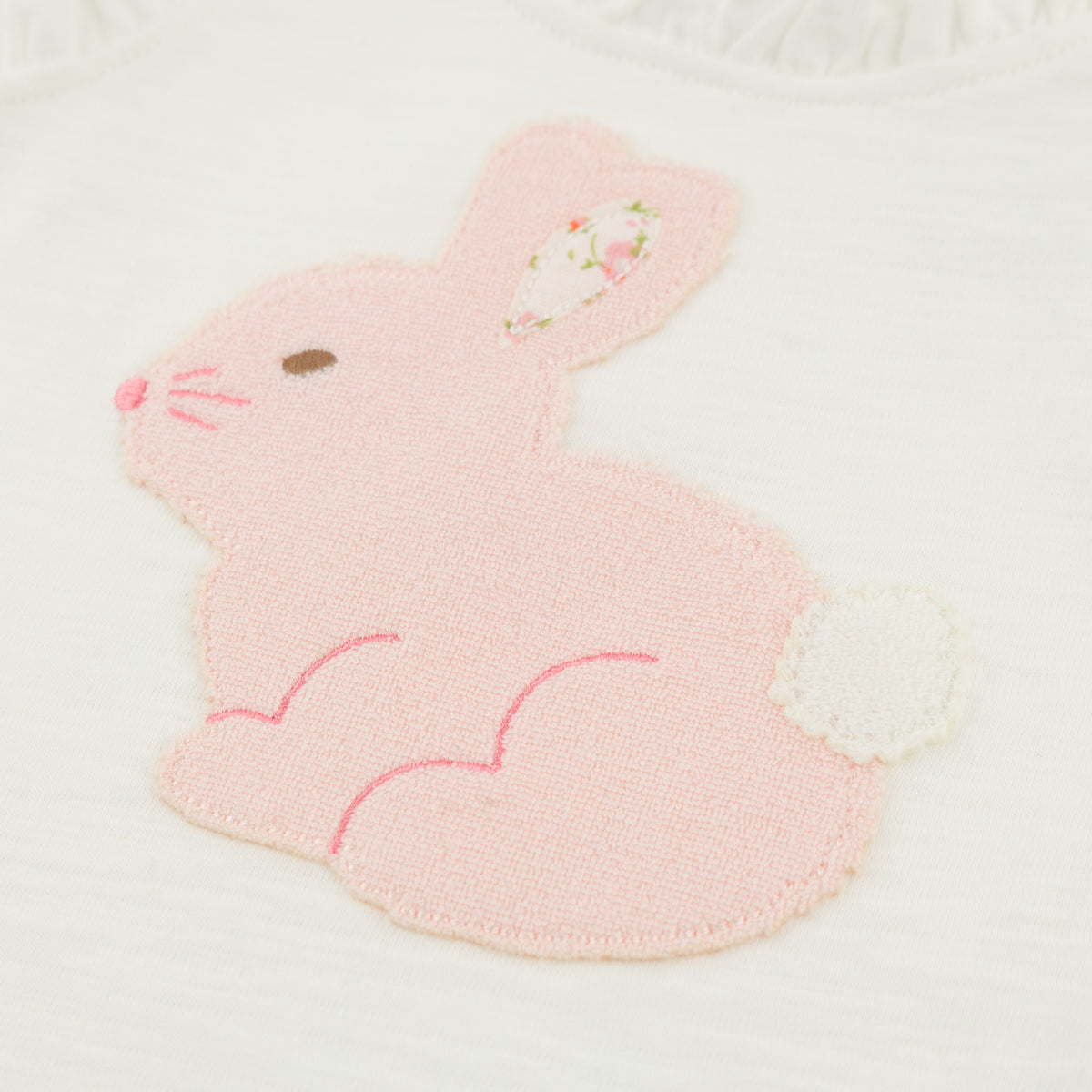 oh baby! Rebekah Tank - Profile Pink Bunny Applique - Oyster - Applique