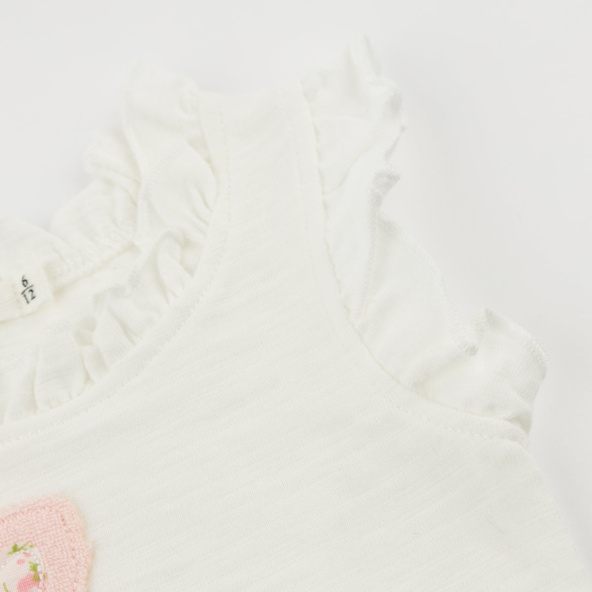 oh baby! Rebekah Tank - Profile Pink Bunny Applique - Oyster - Sleeve