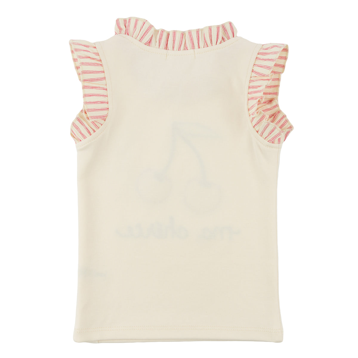oh baby! Rebekah Tank - "Ma Cherie" Embroidery with Cherries Print Applique - Milk - Back