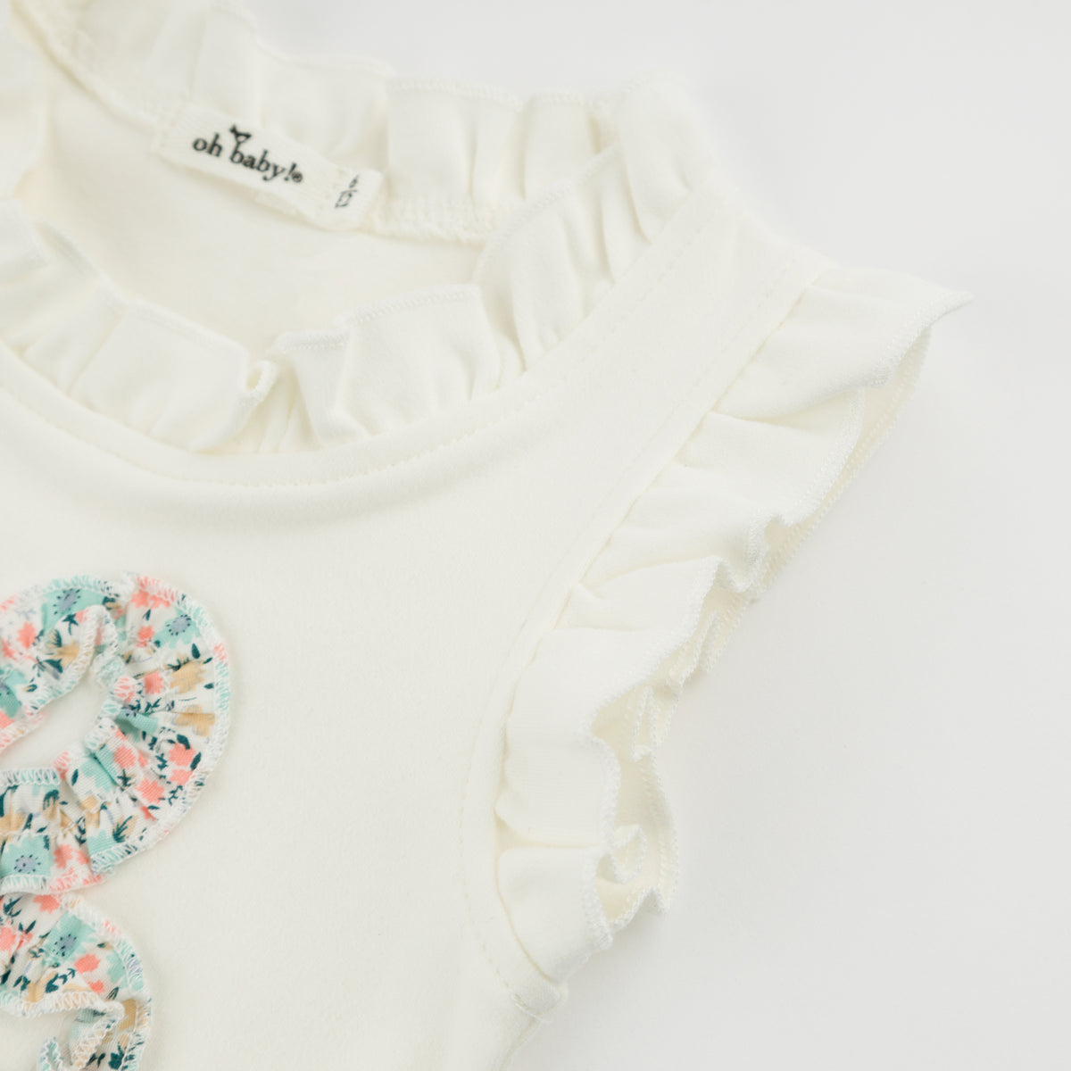 oh baby! Rebekah Tank - Garden Party Ruffle Flower - Oyster
