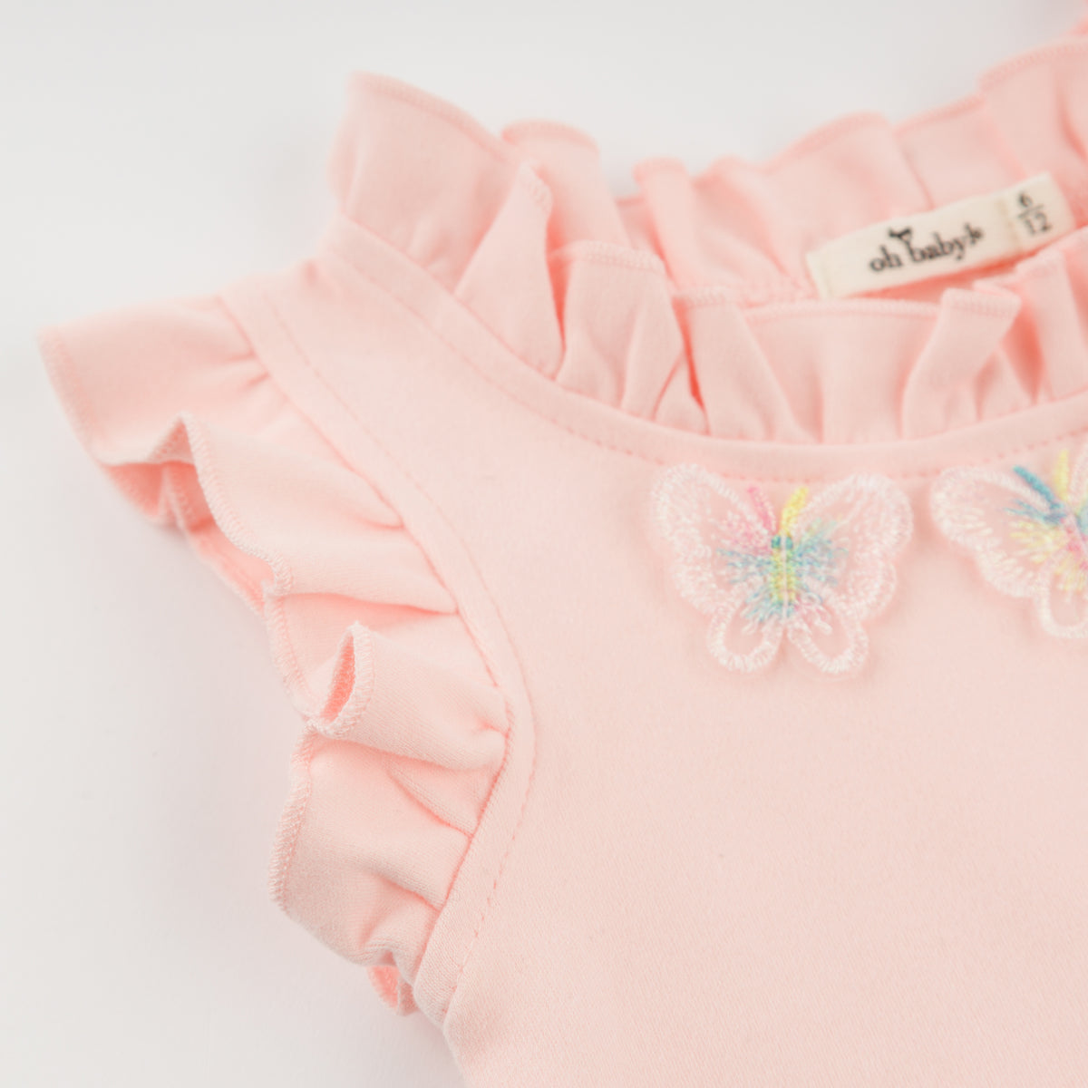 oh baby! Rebekah Tank - Butterflies Appliques - Pale Pink