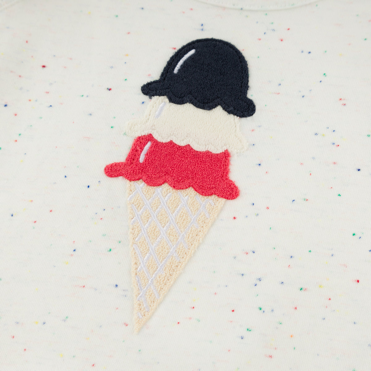 oh baby! Gracie Tank Top - Ice Cream Applique - Confetti Oyster