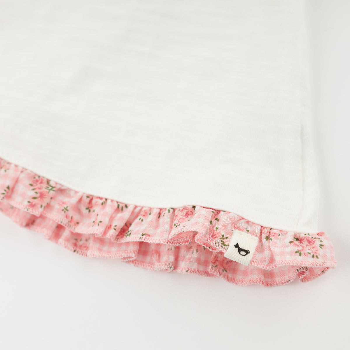 oh baby! Gracie Split Back Ruffle Tank - Dahlia Pink Floral Trim - Oyster - Logo