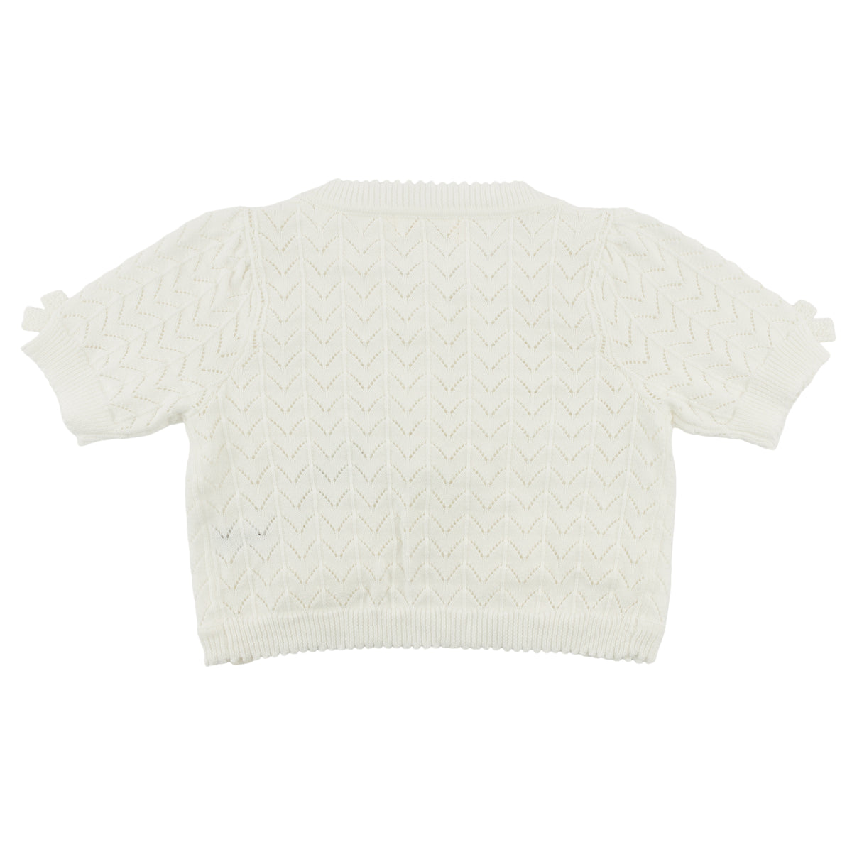 oh baby! Juliet Cardigan Scattered Bows Wave Stitch - Oyster - Back