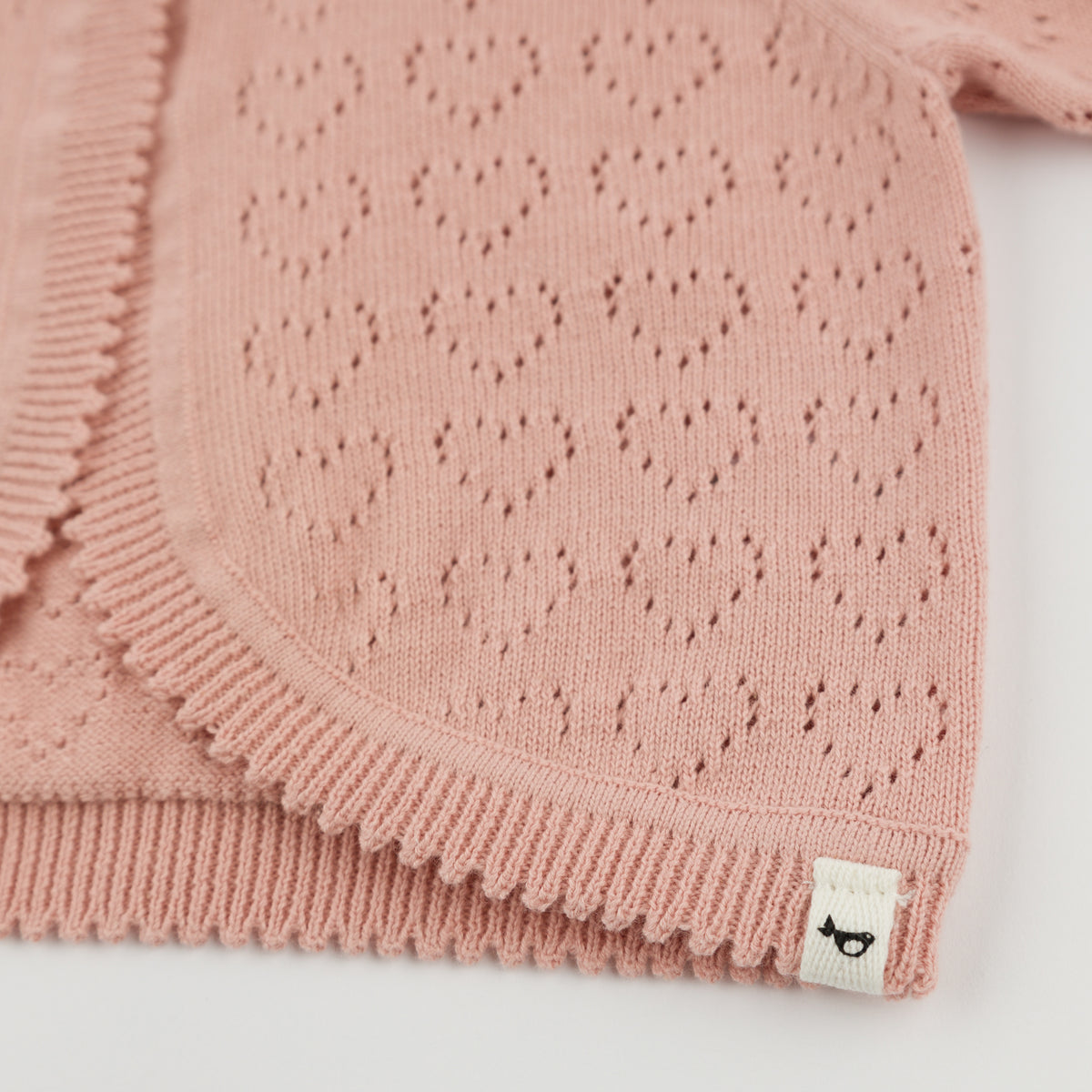 oh baby! Juliet Cardigan - Hearts Pointelle - Blush - Close Up