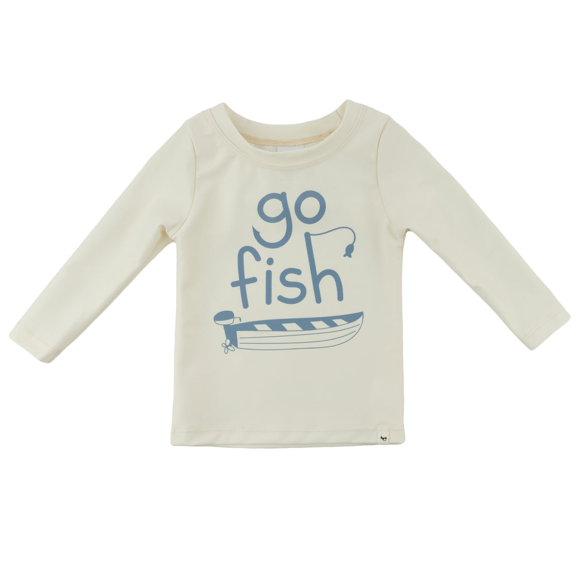 oh baby! Malibu Rash Guard Long Sleeve Swim Top - "Go Fish" - Natural