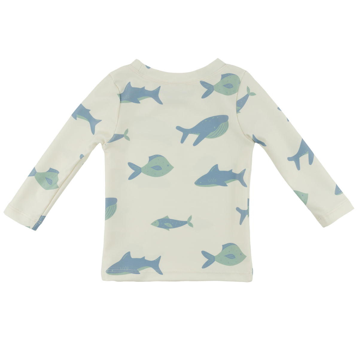 oh baby! Malibu Rash Guard Long Sleeve Swim Top - Fish Print - Natural - Back