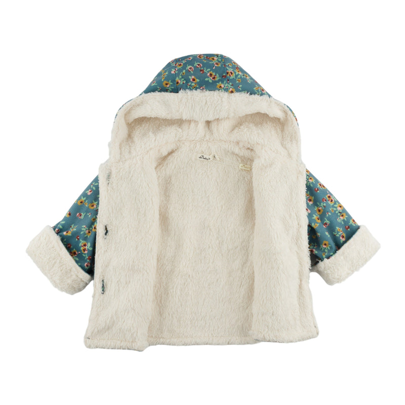 oh baby! Vermont Sherpa Coat - Harvest Bloom - Teal - Open