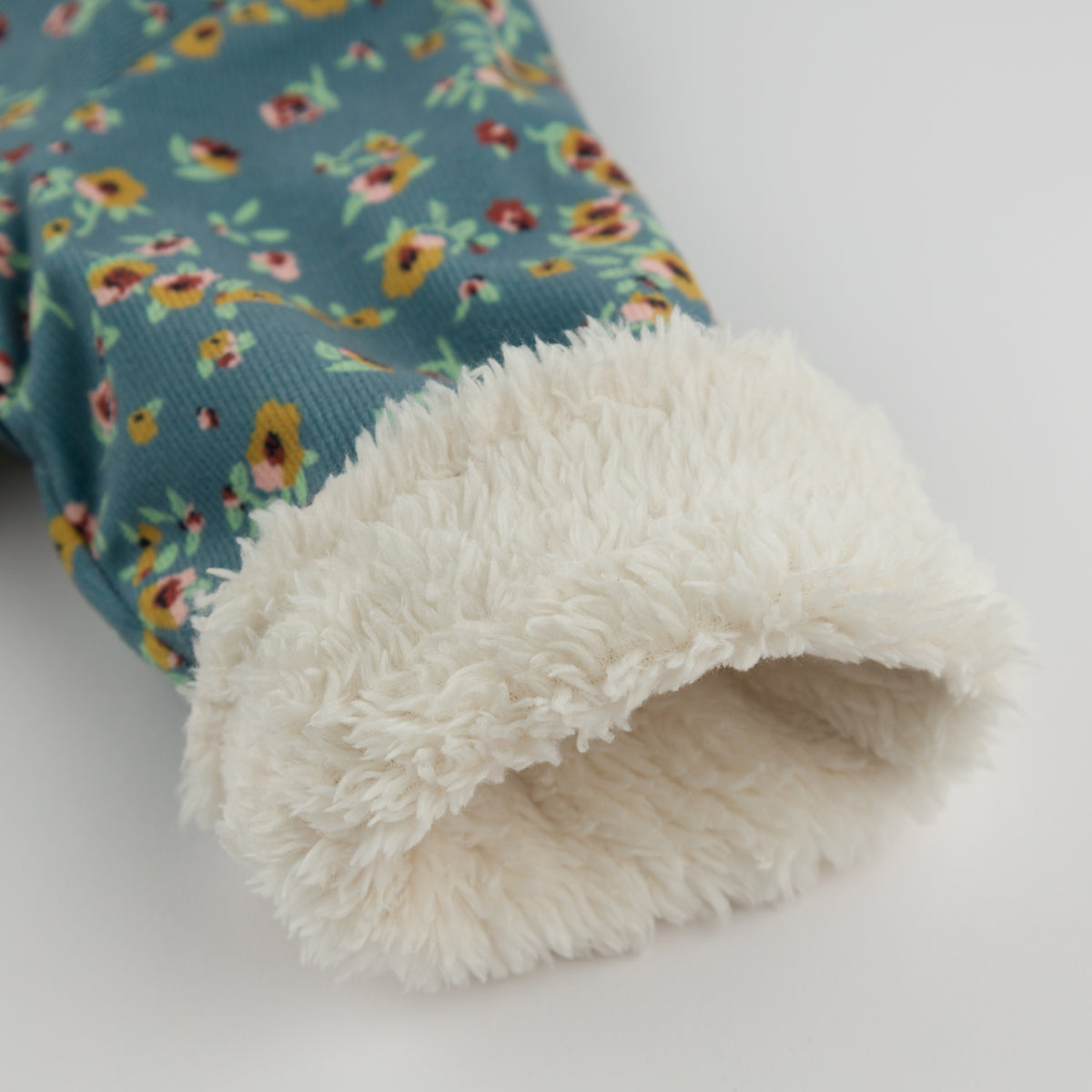 oh baby! Vermont Sherpa Coat - Harvest Bloom - Teal - Cuff