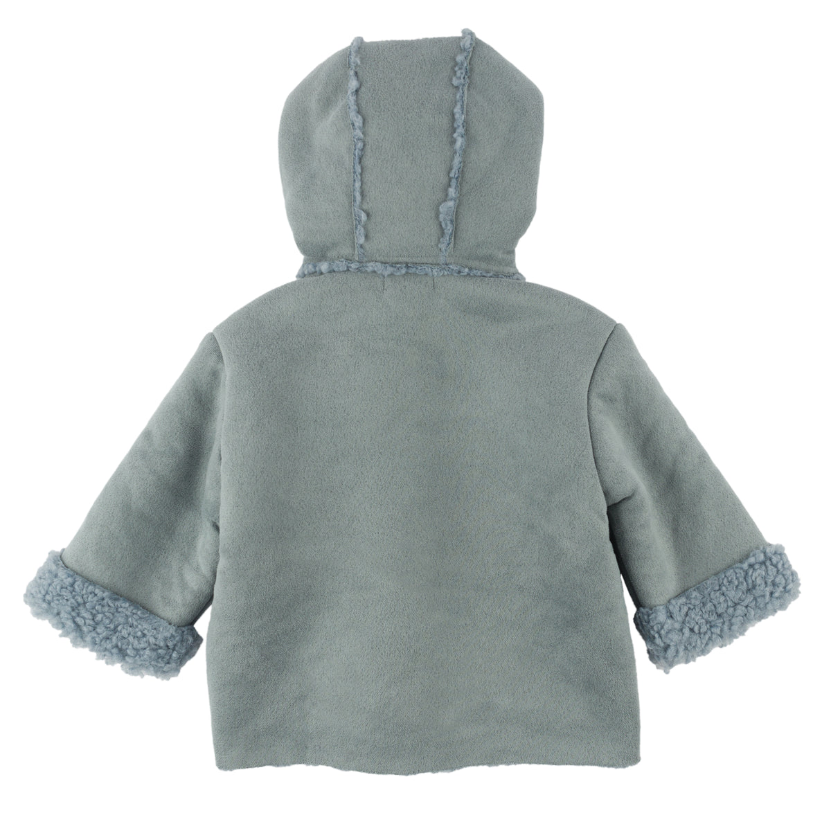 oh baby! Faux-Suede Vermont Sherpa Coat - Dusty Blue - Back