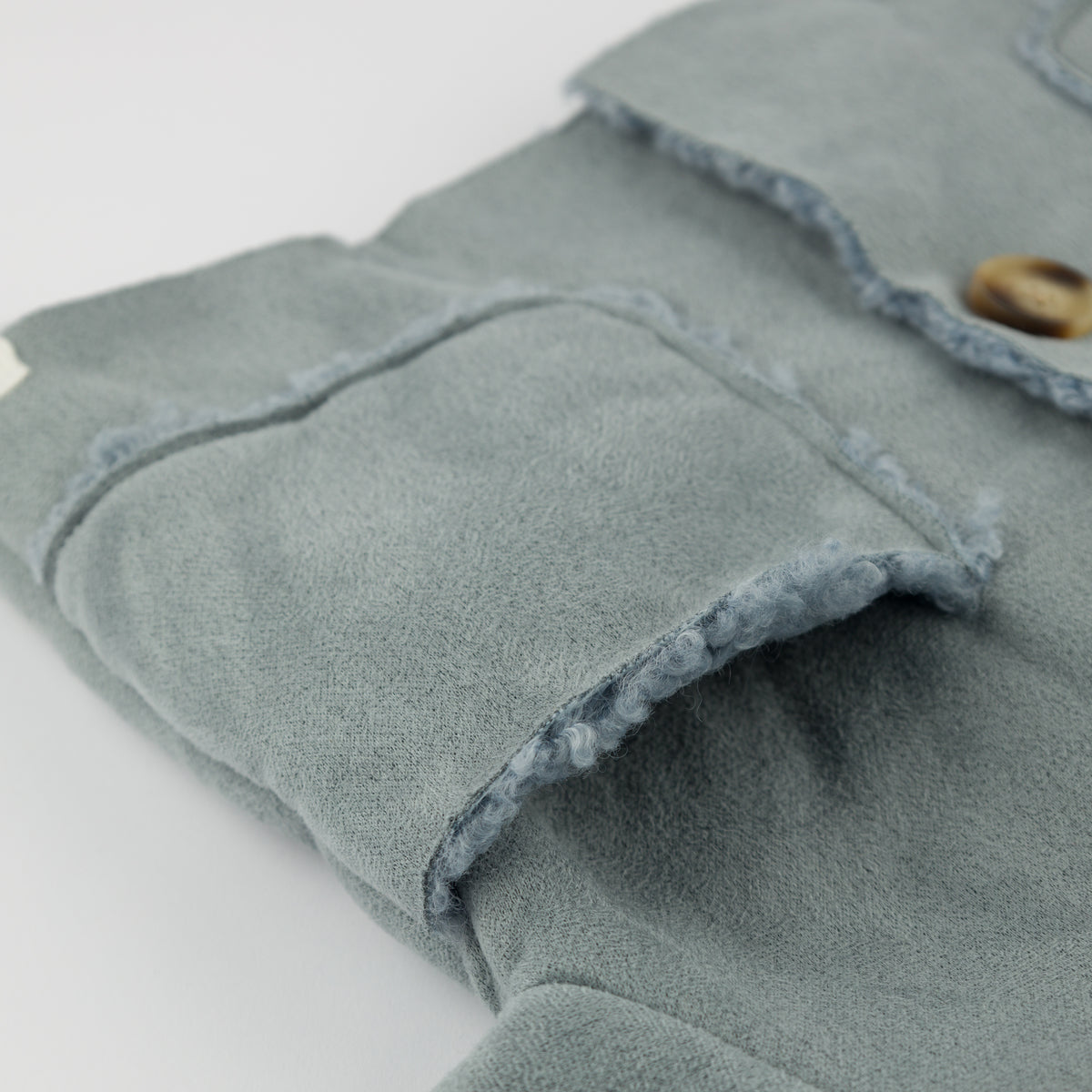 oh baby! Faux-Suede Vermont Sherpa Coat - Dusty Blue - Pocket