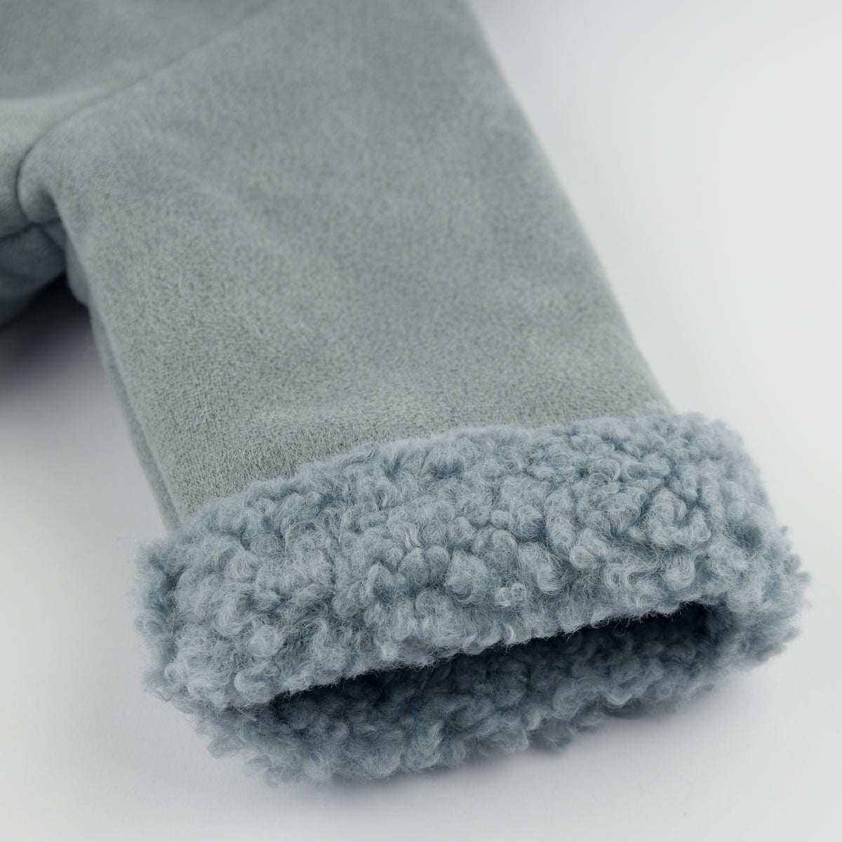 oh baby! Faux-Suede Vermont Sherpa Coat - Dusty Blue - Sleeve