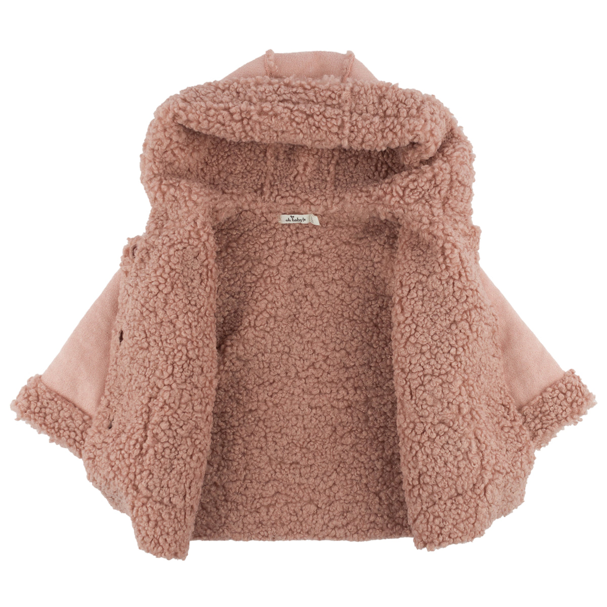 oh baby! Faux-Suede Vermont Sherpa Coat - Blush - Open