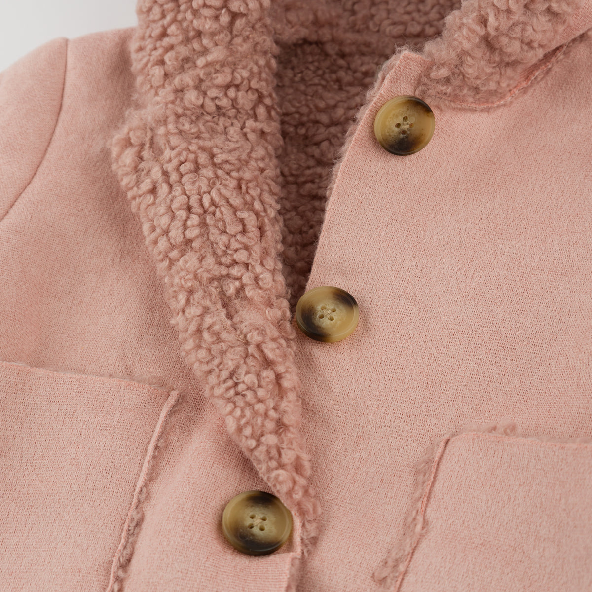 oh baby! Faux-Suede Vermont Sherpa Coat - Blush - Buttons