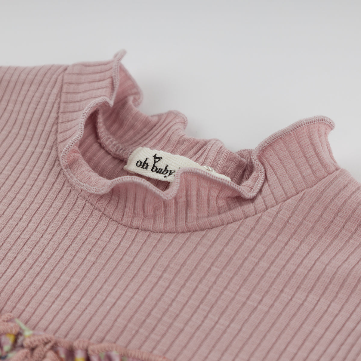 oh baby! Mock Neck Long Sleeve Top - Harvest Bloom Ruffle Bow - Dusty Lilac - Mock Neck