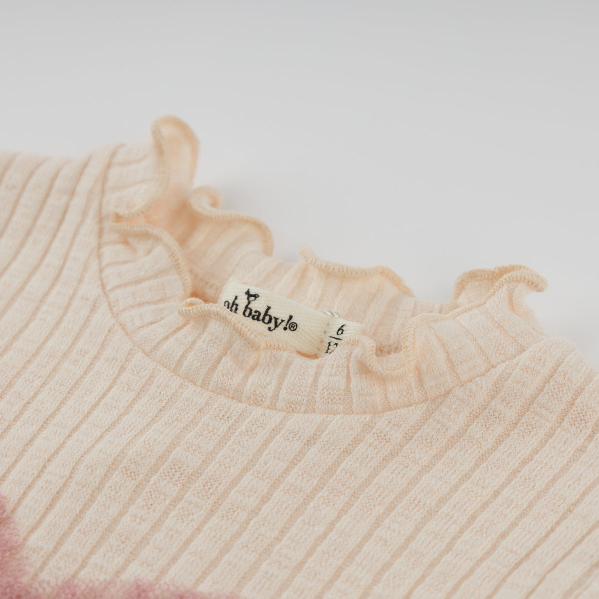 oh baby! Mock Neck Long Sleeve Top - Ruffle Heart - Natural - Mock Neck