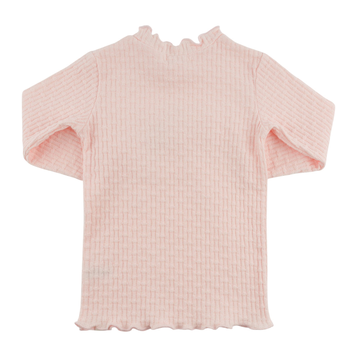 oh baby! Mock Neck Long Sleeve Top - Mini Bow Rib Ruffle Bow - Barely Pink - Back