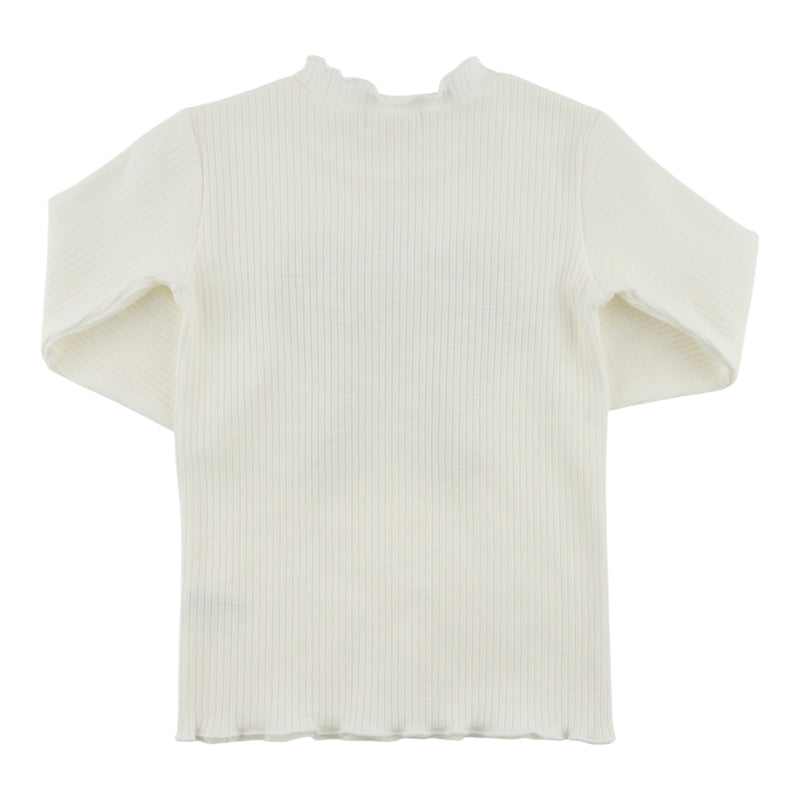 oh baby! Mock Neck Long Sleeve Top - Mini Tartan Ruffle Bow - Cream - Back