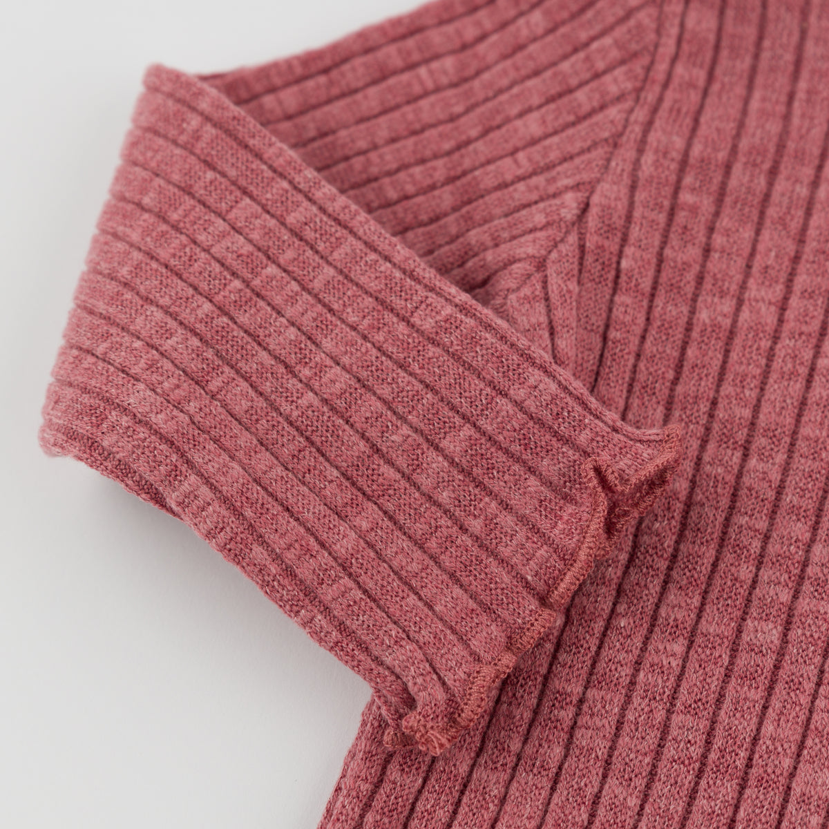 oh baby! Wide Rib Lettuce Edge Long Sleeve Mock Neck Top - Berry - Sleeve