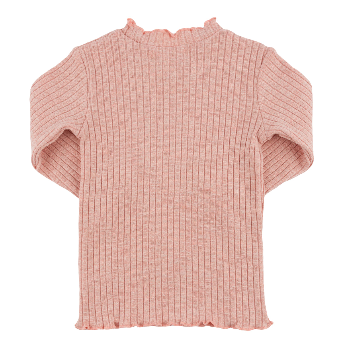 oh baby! Wide Rib Lettuce Edge Mock Neck - Pink - Back