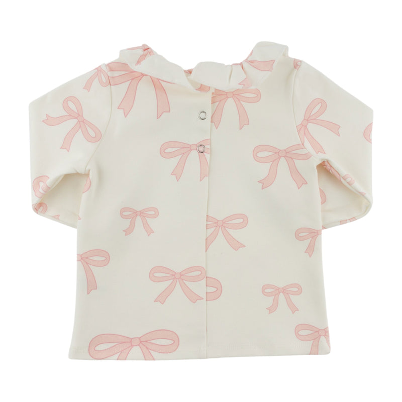 oh baby! Emily Long Sleeve Tee - Bows - Oyster - Back