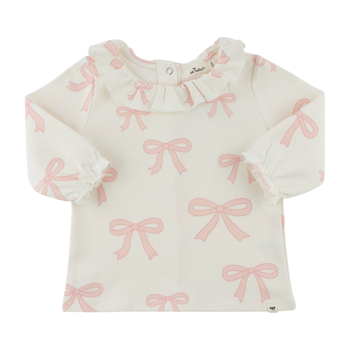 oh baby! Emily Long Sleeve Tee - Bows - Oyster