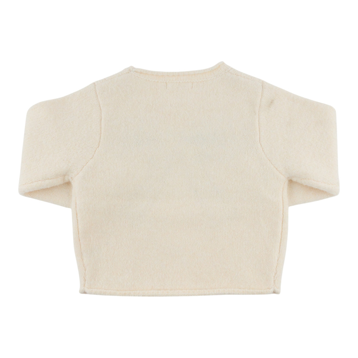 oh baby! Roll-Edge Knitted Pullover Sweater - Bow - Cream - Back