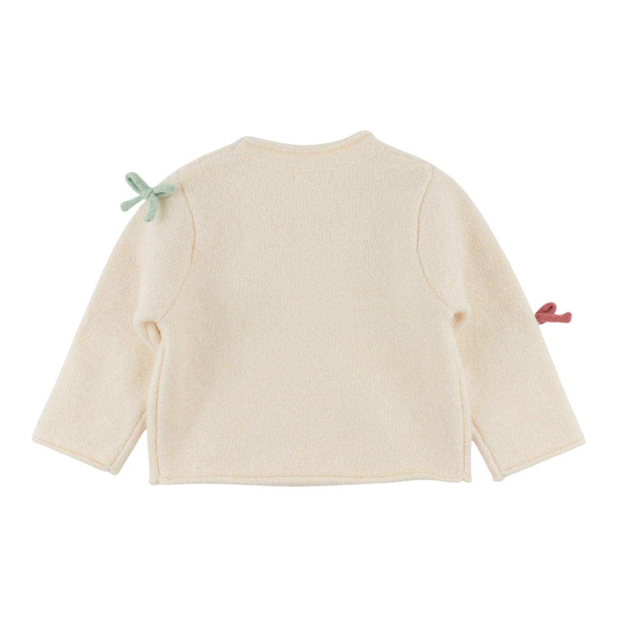 oh baby! Roll-Edge Knitted Pullover Sweater - Multi Bows - Cream - Back