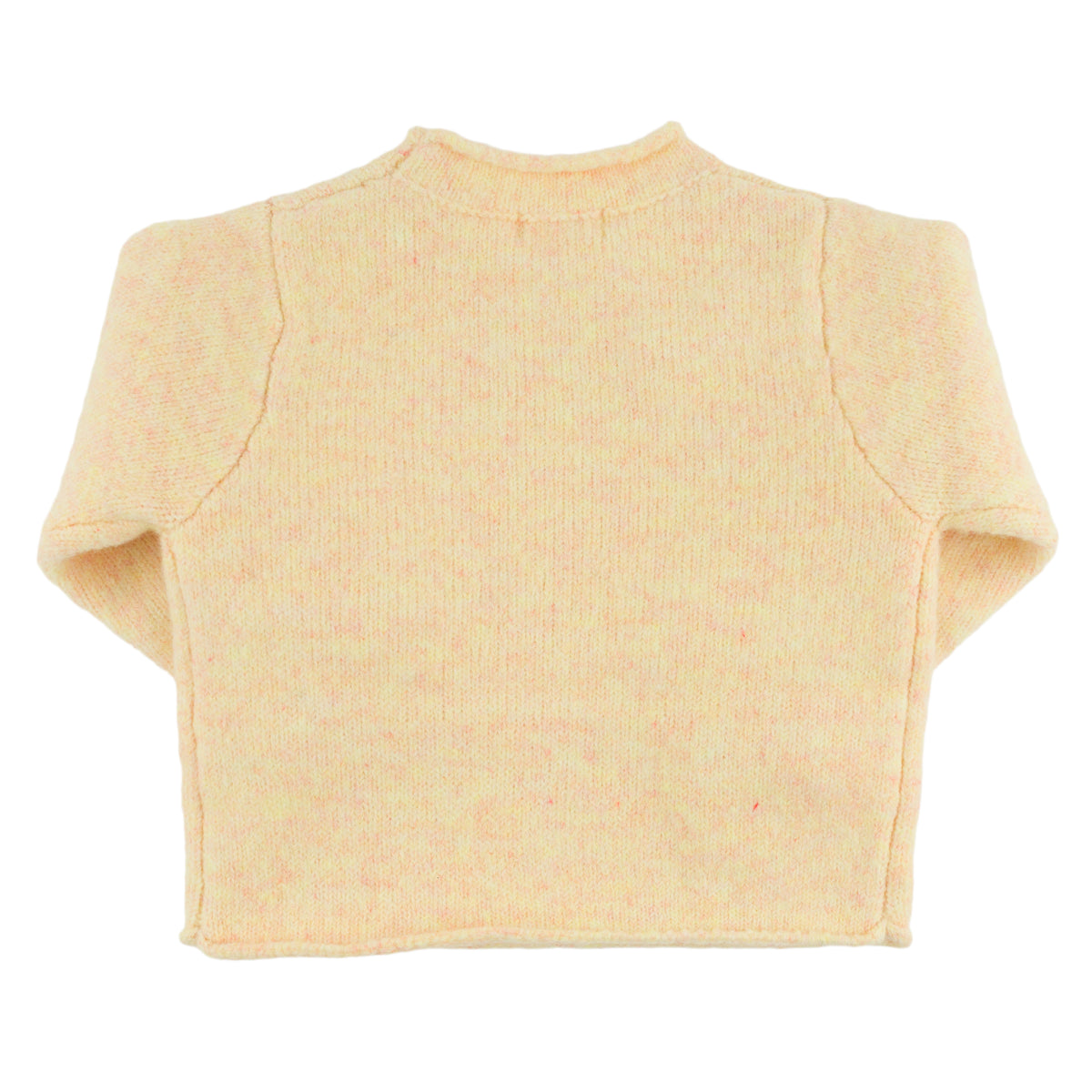 oh baby! Fuzzy Roll-Edge Knitted Pullover Sweater - Bows - Cream - Back