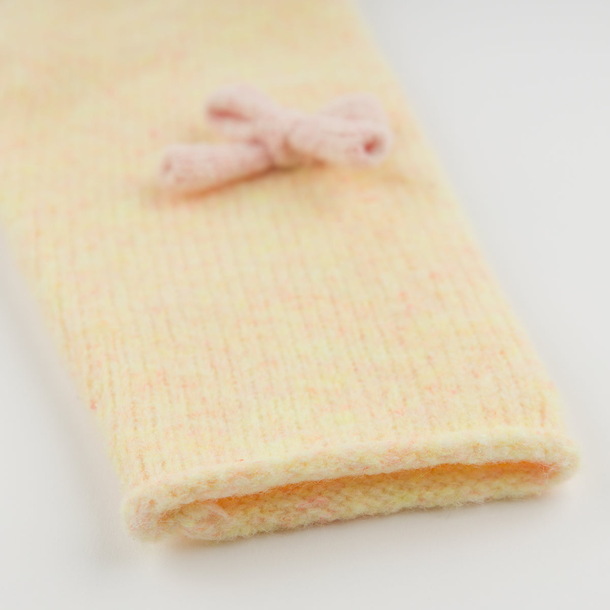 oh baby! Fuzzy Roll-Edge Knitted Pullover Sweater - Bows - Cream - Sleeve