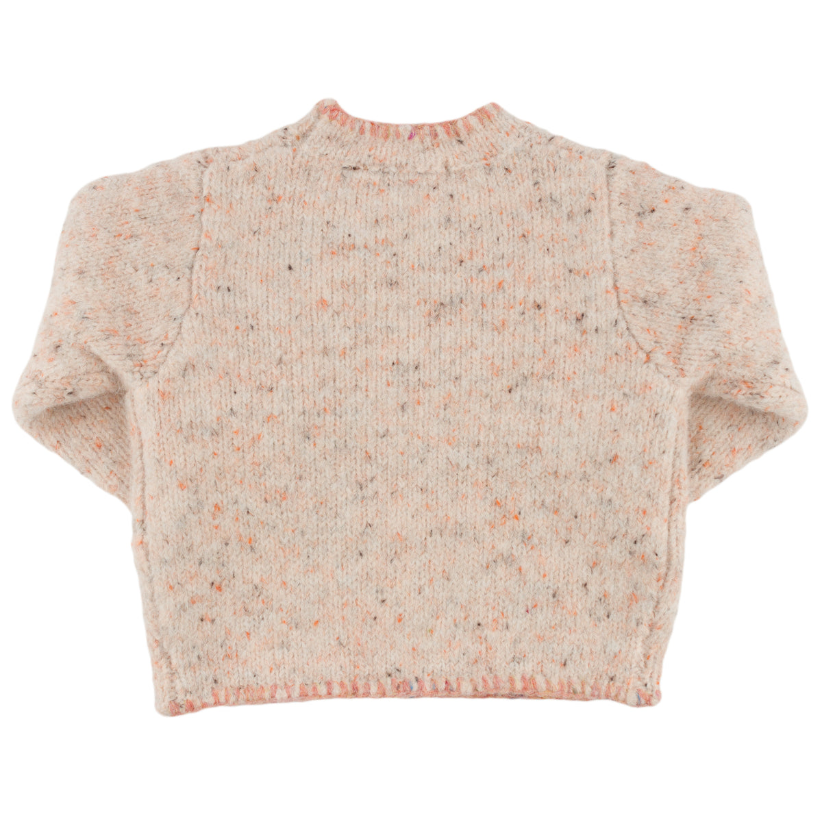 oh baby! Speckled Roll-Edge Knitted Pullover Sweater - Big Bow - Pale Pink - Back