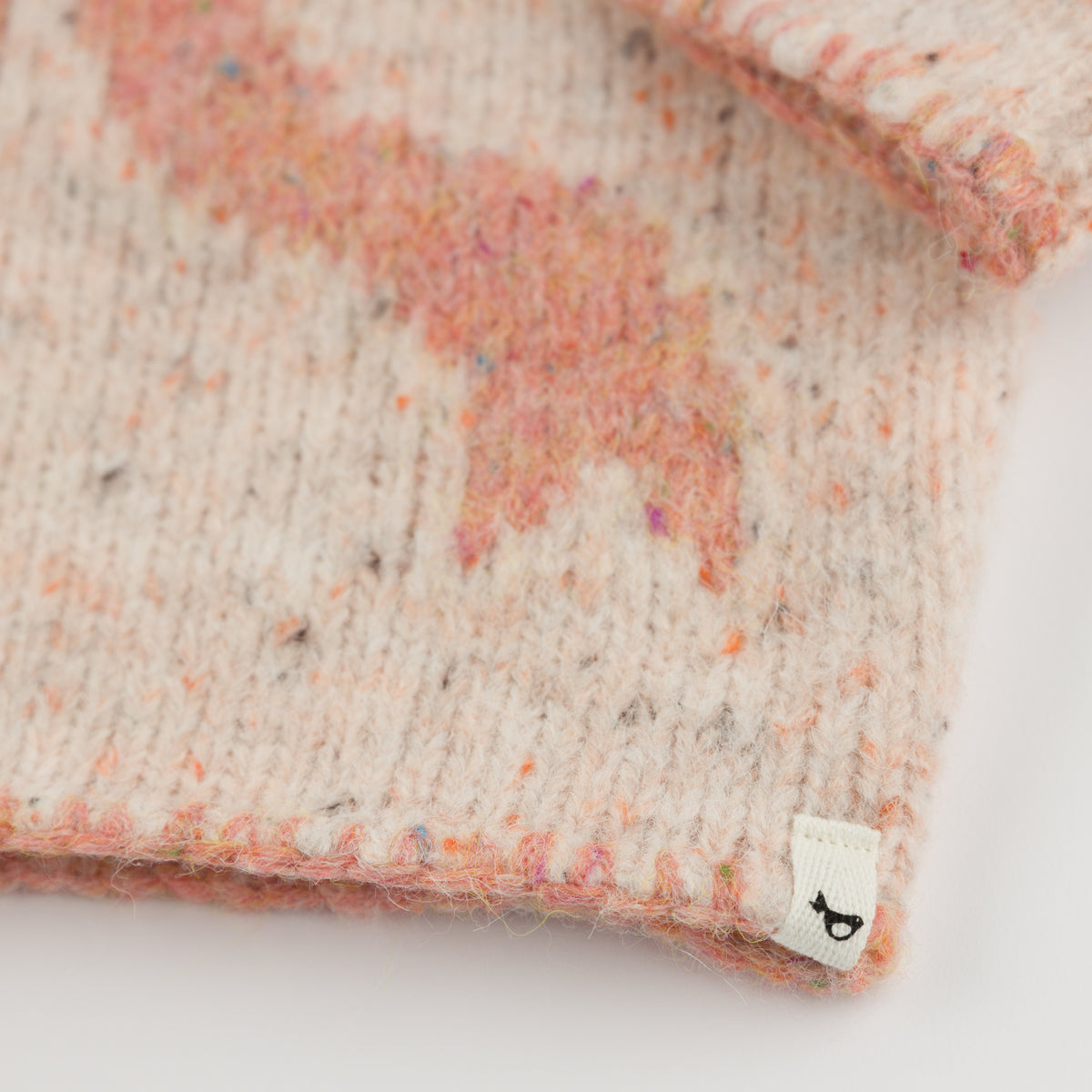 oh baby! Speckled Roll-Edge Knitted Pullover Sweater - Big Bow - Pale Pink - Bottom