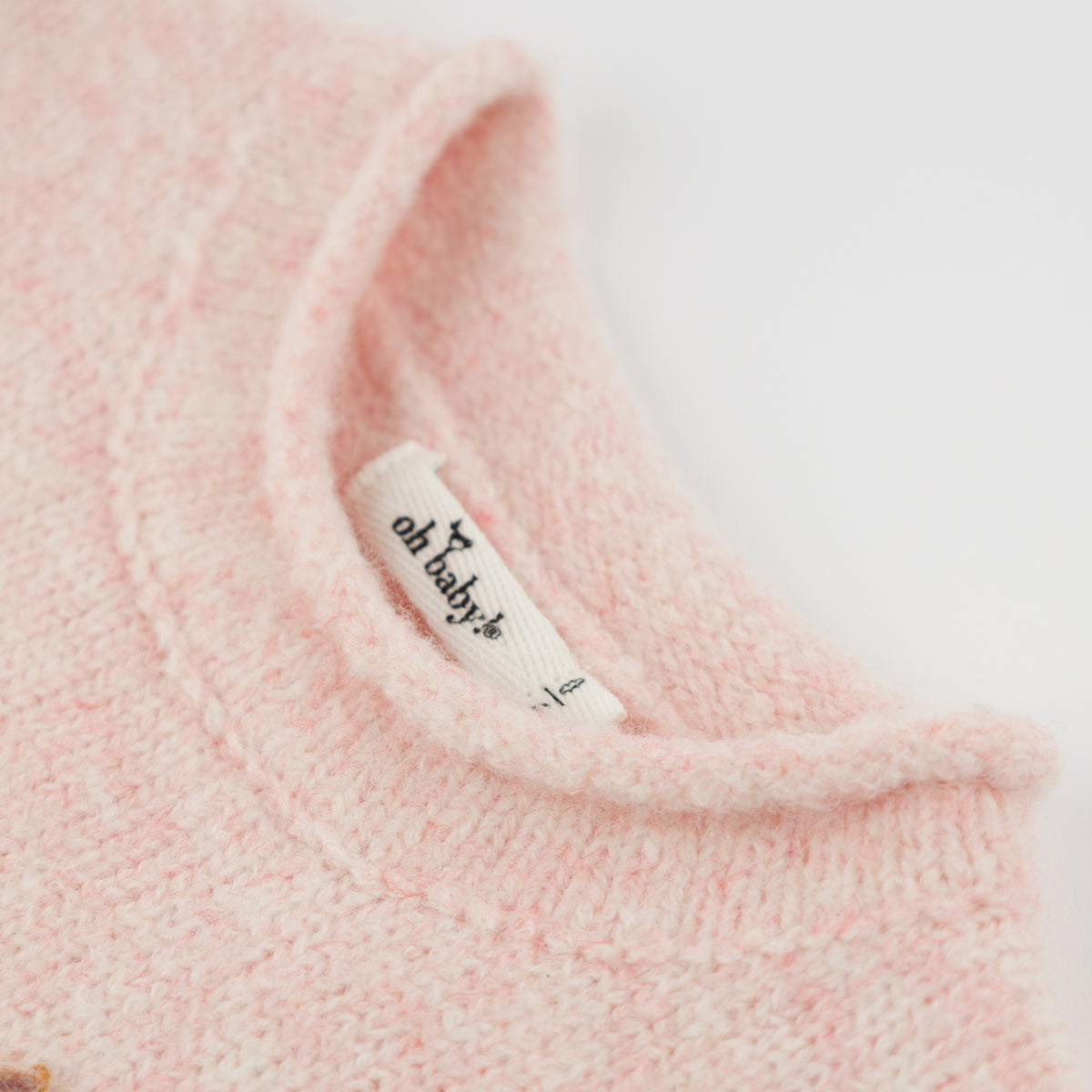 oh baby! Heather Knit Roll-Edge Sweater - Grandma Loves Me - Pink - Roll-Neck