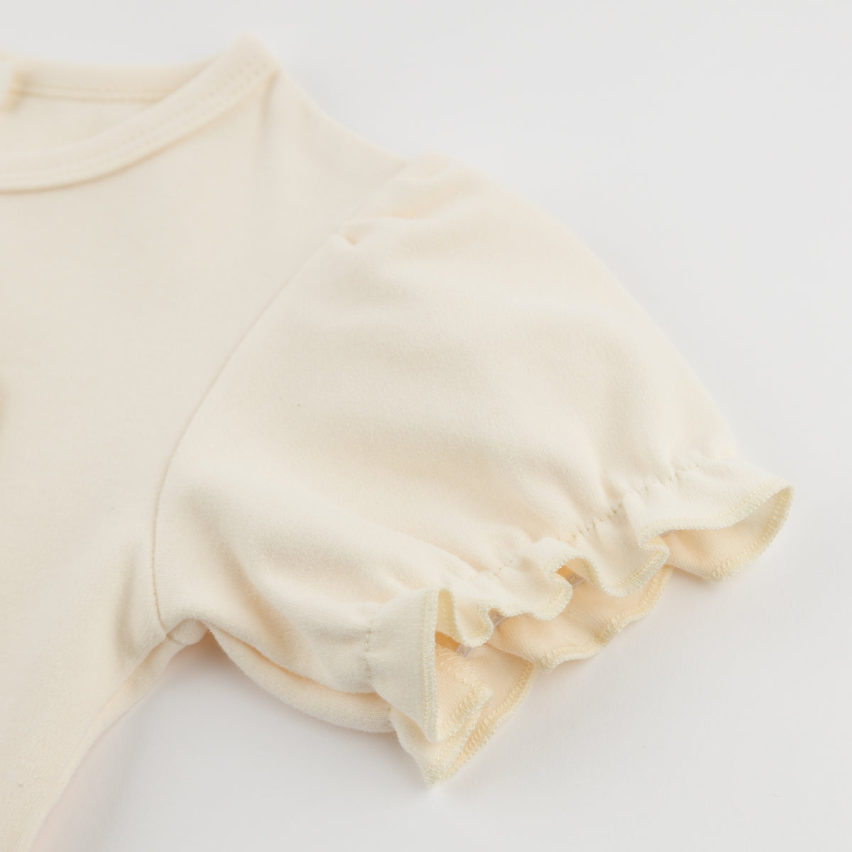 oh baby! Layla Tee - Stripes Ruffle Heart Applique - Natural - Sleeve