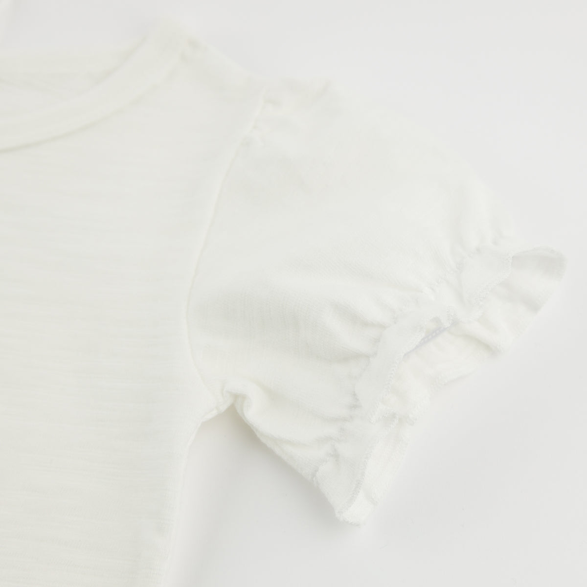 oh baby! Layla Ruffle Cotton Slub Short Sleeve Tee - Oyster - Sleeve