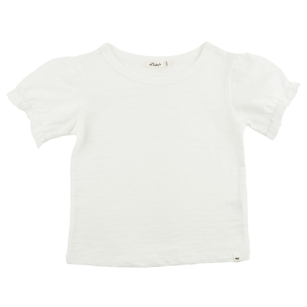 oh baby! Layla Ruffle Cotton Slub Short Sleeve Tee - Oyster