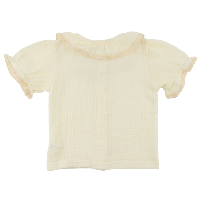 oh baby! Layla Blouse - Crochet Trim Gauze - Butter - Back