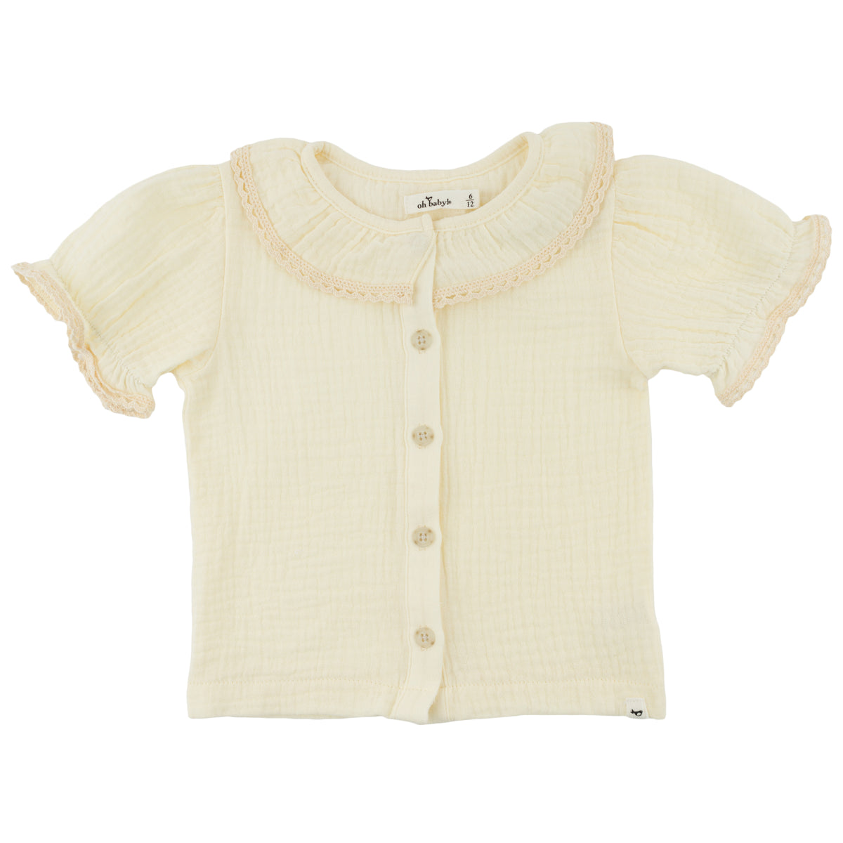oh baby! Layla Blouse - Crochet Trim Gauze - Butter