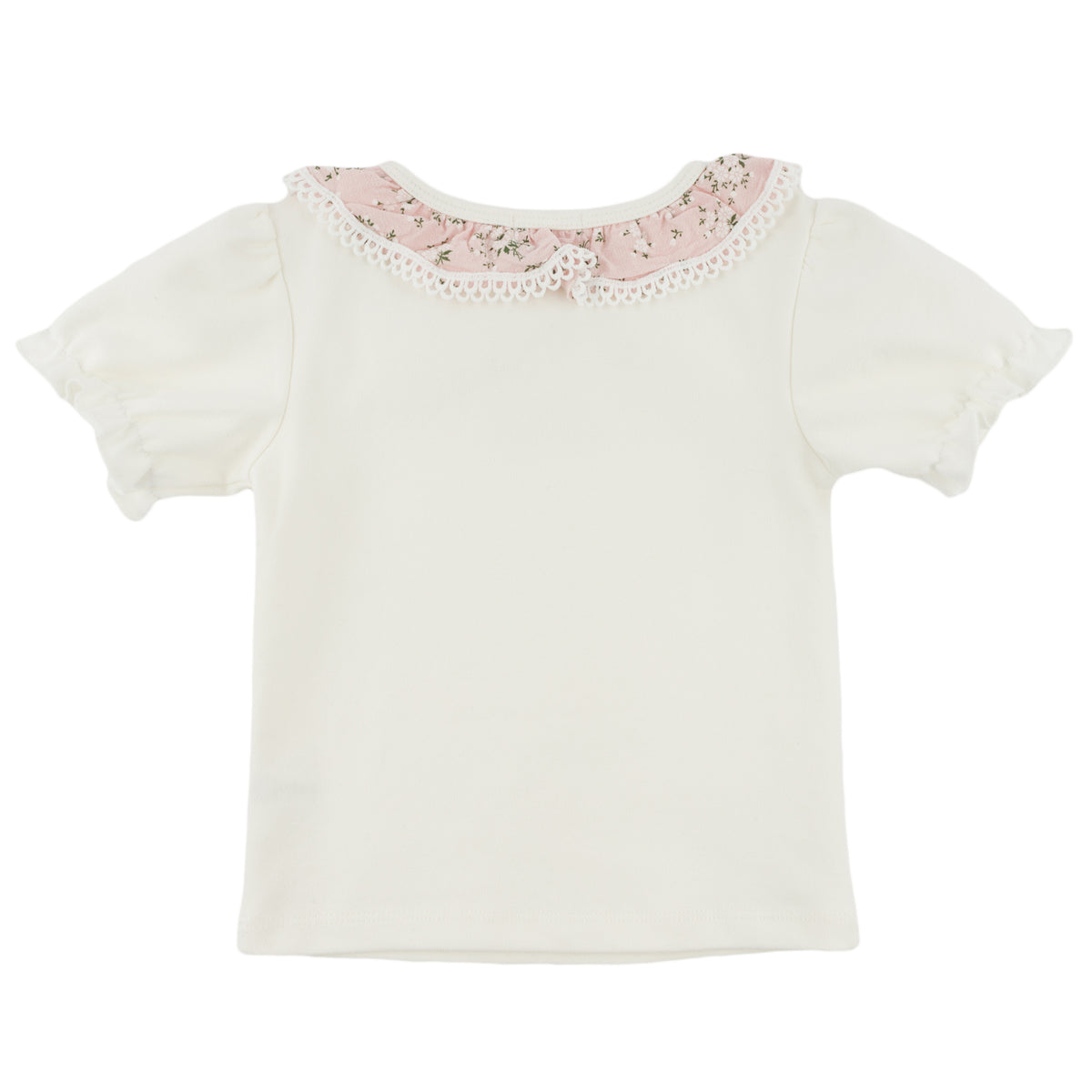 oh baby! Layla Short Sleeve Tee - Pink Apple Blossom Bella Collar - Oyster - Back