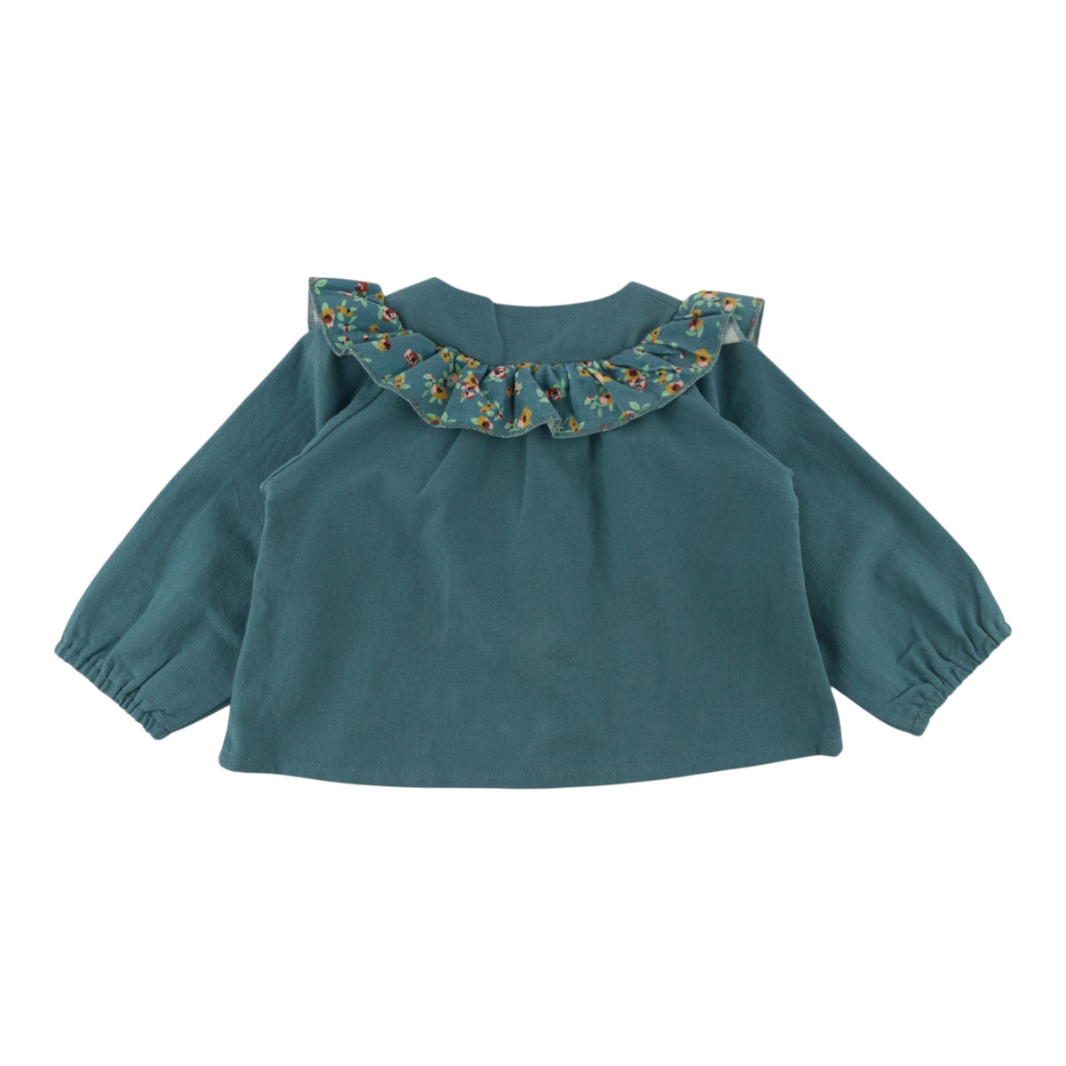 oh baby! Holly Blouse - Harvest Bloom Ruffle - Teal - Back