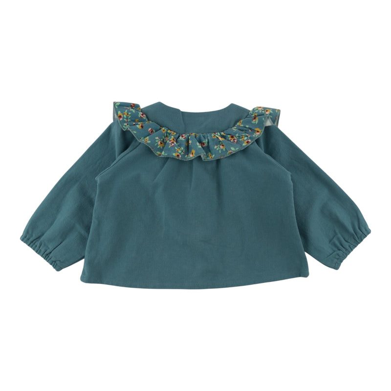 oh baby! Holly Blouse - Harvest Bloom Ruffle - Teal - Back
