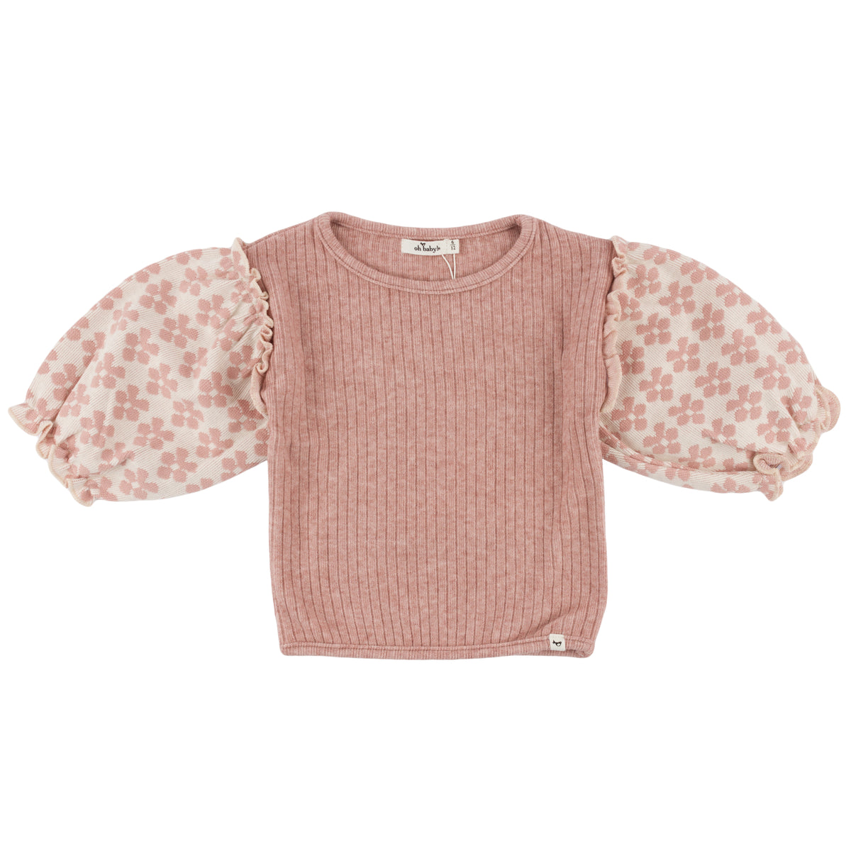 oh baby! Nellie Sweaterknit Blouse - Mod Flowers - Blush