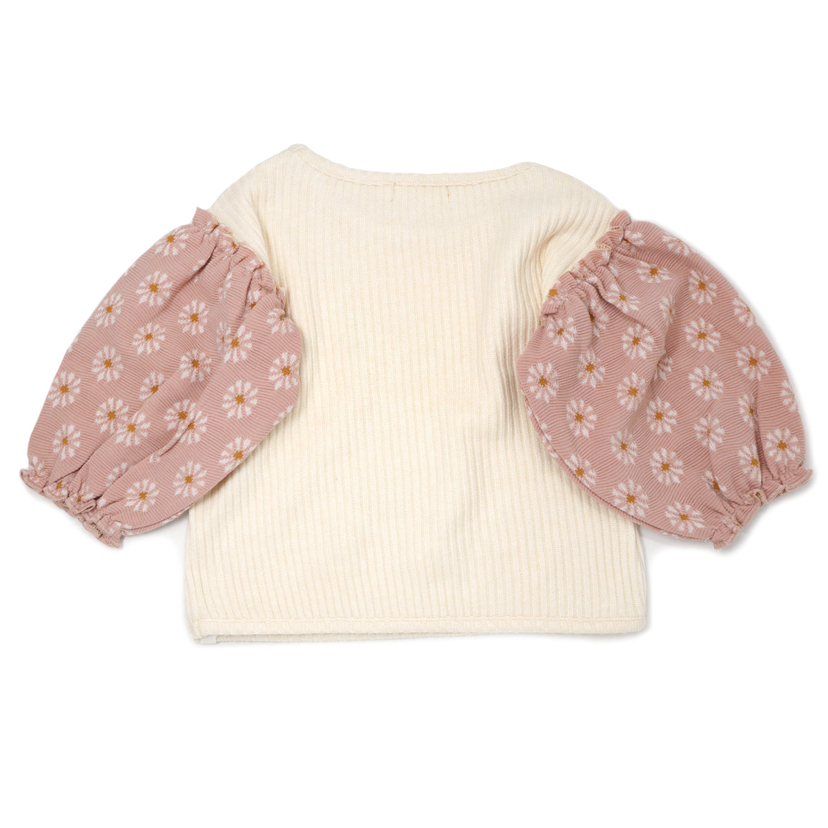 oh baby! Nellie Sweaterknit Blouse - Starburst Print Puff Sleeves - Vanilla