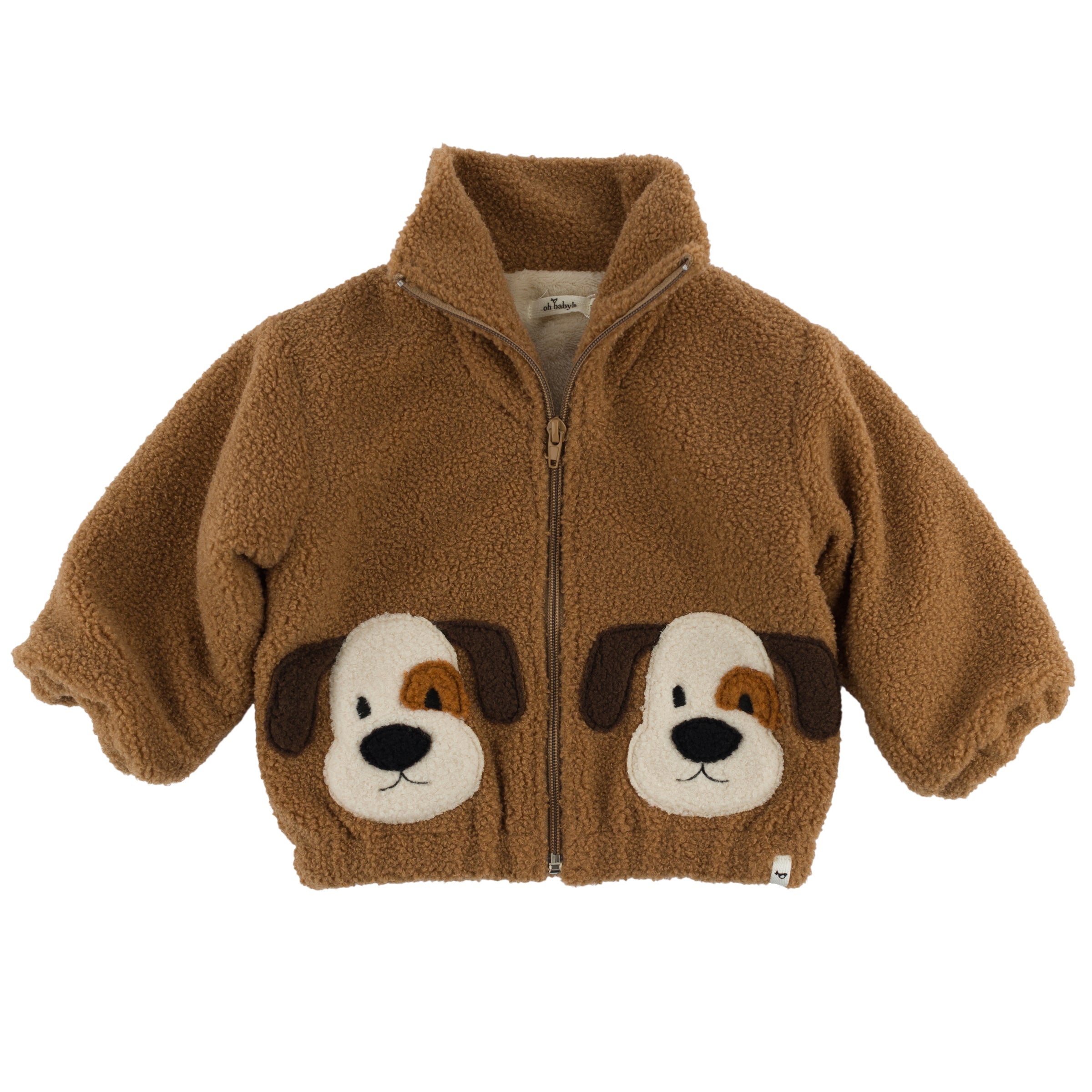 oh baby! Puppy Faces Sherpa Tahoe Jacket - Milk Chocolate