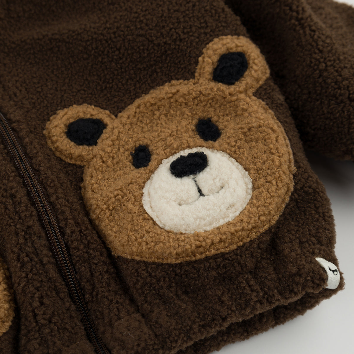 oh baby! Bear Faces Sherpa Tahoe Jacket - Chestnut